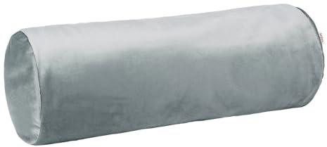 beties Samt&Sonders Serie, Nackenrollenbezug ca. 15x40 cm in Stein-grau mit dekorativer Jeansnaht, aus deutschem Unternehmen in hochwertiger Qualität