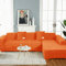 OKJK Samt Sofaüberwurf Stretch All-Inclusive Couchbezug Eckcouch, Wohnzimmer Vier Jahreszeiten universeller l Form Sofabezug, Pflegeleichter Sofaschutz (Orange,Part B-B 190-230cm)
