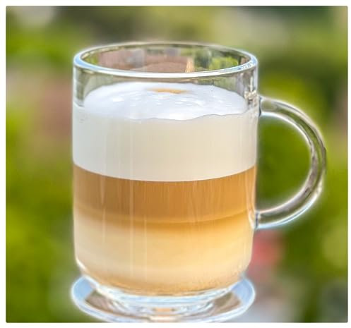Topkapi 55753 Eda - Glasbecher mit Henkel, 330 ml, Kaffee Teeglas Cappuccino Hot Chocolate (6 Stück)