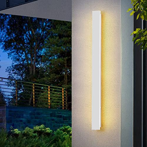 VOMI Wandlicht Außen Wandleuchte Weiß Innen LED Langlich Edelstahl Warmweiß Wasserdicht IP65 Treppe Wandlampe Lang Schmal Modern Up Down Indirekt Lampen Flur Schlafzimmer Wohnzimmer Bad Korridor,120cm