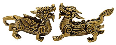 Juanxian Feng Shui Messing Golden Pixiu/Pi Yao Statue Dekoration zieht Reichtum und Glück an, Sammlerstück, Heimdekoration (Messing-Pixiu)
