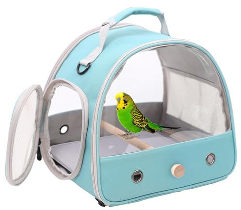 Small Bird Travel Cage Carrier, Portable Parrot Parakeet Carrier with Standing Perch and Comfy Mat, Budgies Carry Transport Bag for Vet Visit Shopping and Outdoor Adventure.