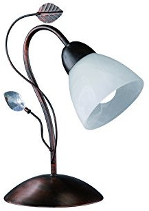 lightling Theresa Tischleuchte, Tischlampe rostfarben antik, Schirm aus Glas in weiß alabaster, exkl. 1 x E14 max 40 Watt Leuchtmittel, Höhe: 32 cm