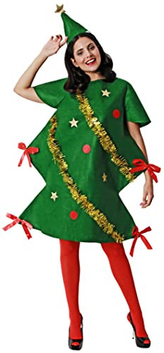 Gojoy shop-Disfraz de Árbol de Navidad para Niñas y Mujeres Navidad Carnaval(Contien:Diadema,Vestido y Mochila de Cuerdas.5 Talla Diferente) (ADULTO UNICO=L160CM-175CM)