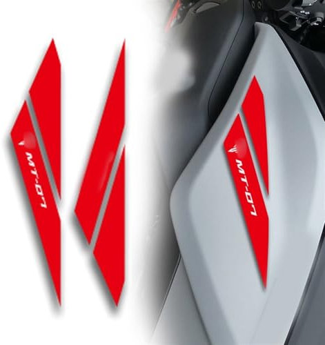 FEMEIN per Yamaha MT07 MT-07 Adesivi per Serbatoio Decalcomanie MT Logo Colore Impermeabile Adesivo per Moto Adesivo per Auto (Color : Red And Silver)