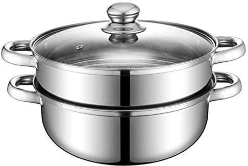 Steamer Pot for Cooking 11 inch Steamer Pot 2-tier Multipurpose 18/10 Stainless Steel Steam Pot Cookware with Lid for Vegetable, Dumpling, Stock, Sauce, Food