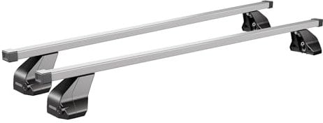 Menabo Dachträger Grundtäger kompatibel mit Opel Astra H 2004-2010 Stahl 75kg Silber 2tlg Fixpunkte für Fahrradträger, Dachboxen, Skiträger Abschließbar