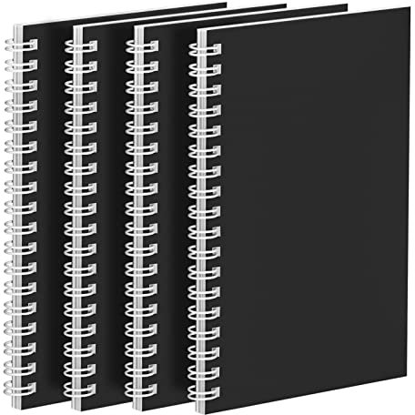 4 Pack Spiral Notebook A6 Wirebound Notebook Small Spiral Pocket Notepads College Ruled Mini Spiral Notepad A6 Spiral Lined Notebook with 50 Sheets 100 Pages A6 Black Cover for Office School Supplies