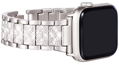 KADES 42mm(Series 10) 41mm 40mm 38mm Compatible with Apple Watch Straps for Women, Bling Diamond Rhinestone Bracelet for iWtach Band SE/Series 10 9 8 7 6 5 4 3 2 1, Starlight