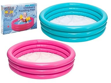 JJ Reveal Children's Paddling Pool: Optimal Size, Vibrant 3 Ring Design, Sturdy & Durable, Easy Maintenance, Great Starter Pool, Endless Fun, Blue or pink