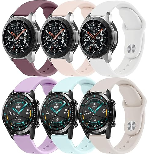 22mm Armband für Samsung Galaxy Watch 3 45mm/Gear S3 Frontier/Classic/Galaxy 46mm,6ST Sport Silikon Uhrenarmband für Garmin vivoactive 4/Venu 2/3,für HUAWEI Watch GT/GT2/GT2e/GT3/GT4/GT5/4 Pro Band