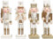 SHATCHI 25cm Gold/White Wooden Christmas Nutcrackers - 4pcs Set - Soldiers King Drummer Puppet Figurines Home Decoration Ornament