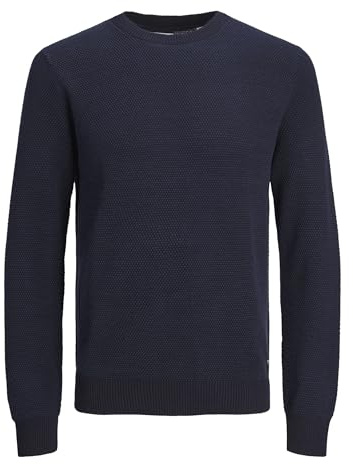 JACK & JONES Men's Jjeglobe Knit Crew Neck Noos Knitted Jumper, Indigo (Mood Indigo), S