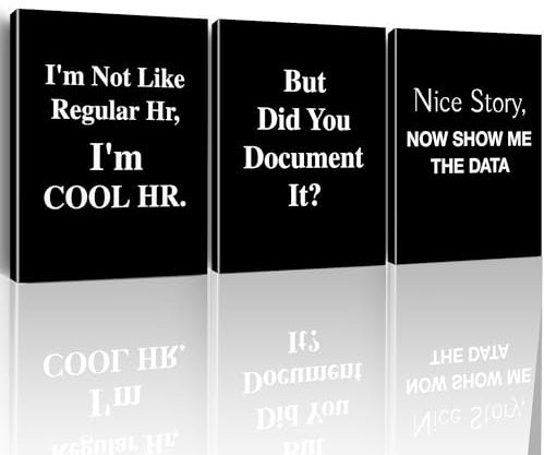 Hijie HR Office Decor Human Resources Office Wall Decor Funny Human Resources Prints Poster Canvas Framed Artwork Decorations for Home Office Living Room, HR Gifts, 3 Panels