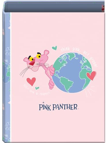 Dohe - Ordner mit 4 Ringen, Kapazität 250 Blatt, Blattgröße (26,4 x 34 cm), Rücken 6 cm, Ringe 40 mm, extra fester Deckel, Schulmaterial - Pink Panther ecoPink - Rosa