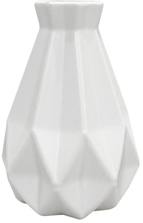 Vase Blanc Irrégulier Géométrique en Plastique - Ornement de Bureau et Pot d'Arrangement Floral Créatif pour la Décoration de la Maison et du Bureau