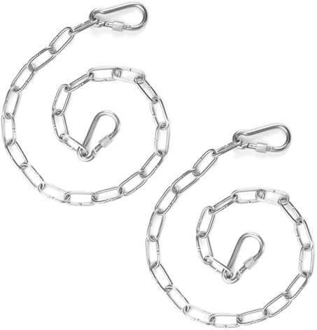 2pcs Gate Chain, 20 Inch Stainless Steel Gate Chain for Outdoor Fence Chain Link Gate Latch Chain for Swing Farm Gate Chain for Fence Yard (3mm Thick, Silver)