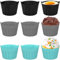 Lot de 9 ramequins pour friteuse à air, moules à œufs en silicone, moules à gâteaux, accessoires pour friteuse à air, moules à muffins, moules à muffins, ustensiles de cuisine bleu, gris et noir