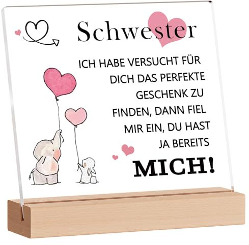 PRSTENLY Schwester Geschenk, Schwester Geburtstag Geschenke Acryl Dekor Geschenk für Frauen, Geburtstagsgeschenke für Schwester Hochzeit Geschenke Beste Freundin Freundschaft Weihnachts