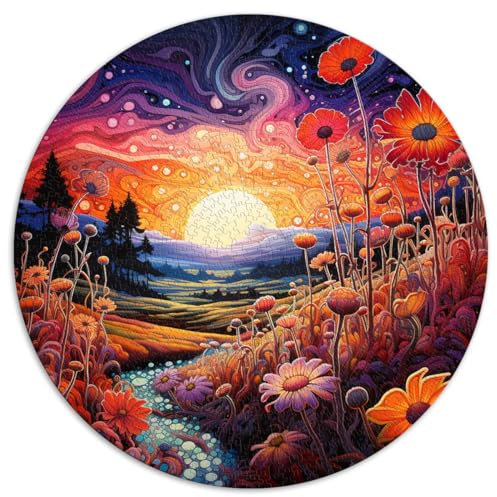 1000-teiliges Puzzle, „Genießen Sie den Sonnenaufgang“, runde Puzzles, Papppuzzles, Lernspiel für Erwachsene und Kinder, Größe: 67,5 x 67,5 cm
