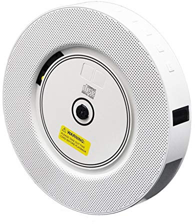 Portable Portable CD Player with Bluetooth, Wall Mountable Home Audio Boombox with Remote Control White Repeat Learning DVD Player 22cm