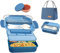 Resszo Lunch Box Kit, Bento Lunch Box Enfant Adulte Boîte 1300ml avec 4 Compartiments, Anti-Fuite Lunchbox avec Couverts & Sac à Lunch,pour Adultes Enfants Travail Scolaire