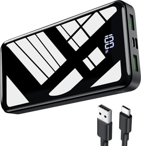 Power Bank 27,000mAh, QC 4.0 USB C 22.5W Fast Charging PD 20W Portable Charger, Mobile Phone Battery Pack 3 Outputs & 2 Inputs High Capacity Compatible for Smartphones