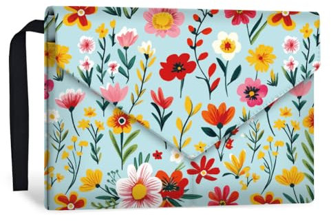 GOMAKERER 1pz Custodia Impermeabile per Libri per Amanti Di Libri, Custodia Protettiva per Libri In Tessuto Lavabile con Stampa Floreale Tasca Frontale, Bottone Automatico per Libri Tascabili, 30x23cm