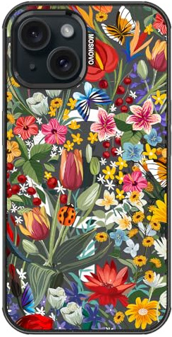 MOSNOVO for iPhone 15 Plus Case, Fit for MagSafe, Military-Grade Drop Protection, Shockproof Bumper, Cute Women Girl Magnetic Floral Phone Case for iPhone 14 Plus, In The Garden/Black