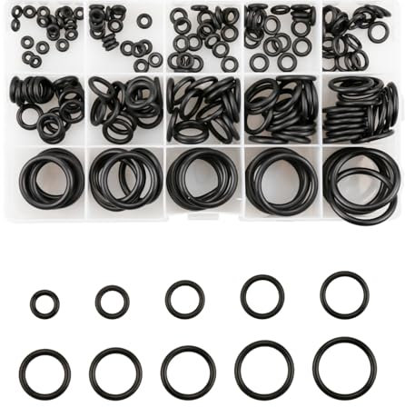 Tabanzhe O-ring Seals Kit-200PCS 15 Sizes Rubber Gasket Seals Assorted Electrical O Ring Spacer Kitchen Tap Gasket Washers Set for Plumbing Automotive Faucet Insulated Pipe Repairing Plumber