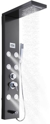 de ducha de cuerpo completo,de panel de ducha - Panel de ducha digital con pantalla de temperatura,de panel de ducha de pared con accesorios de ducha de mano, masaje para uso en hoteles y baños domést