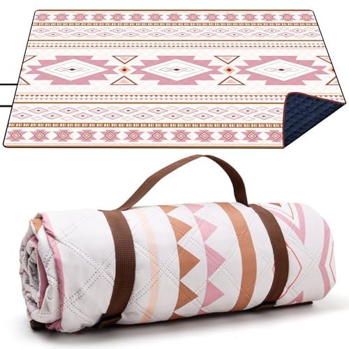 LARUTAN Extra große, wasserdichte Picknickdecke, 200 x 300 cm, Faltbare Stranddecke mit Tragegriff, Strandmatte, gemütlich und waschbar, für Familienurlaub, Garten und Picknick Strandmatte Cape Town
