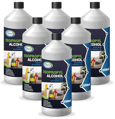 Isopropyl Alcohol 99.9% Pure | Lab Grade IPA | Isopropanol 6x 500 ml | Rubbing Alcohol for Cleaning and Disinfecting | Solvent for Electronics, Windows, Glass, Appliances. (3 Litre)