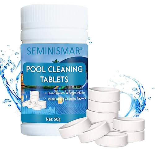 SEMINISMAR Compressa per la Pulizia della Piscina,Compresse di Cloro,Cloro Tablet,Pool Cleaning Tablet,Multifunzione Compresse di Cloro Clearwater