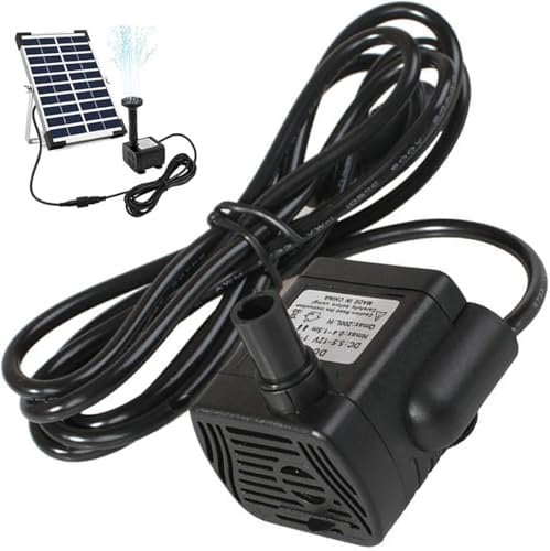 Solar Fountain Pump, DC 12V Mini Solar Fountain Pump Replacement with 1.5m Wire,Powerful and Versatile Submersible Water Pump for Aquariums, Ponds, and Gardens (DC 5-12V)
