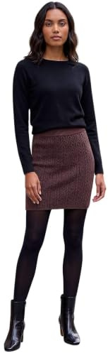 Roman Originals Cable Knitted Elastic Waist Skirt for Women UK - Ladies Everyday Autumn Winter Comfy Soft Evening Vacation Work Party Night Out
