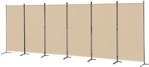 Angel Living Paravent Innen Raumteiler Trennwand Faltbarer Raumteiler Sichtschutzwand Innen für Garten Terrasse Balkon Outdoor (Beige, 6 Teilig 486 x 180 cm)