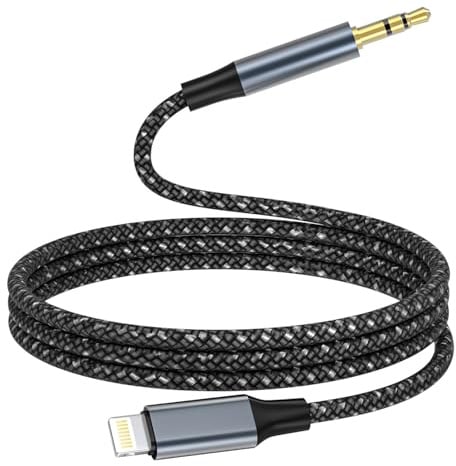 Cavo Aux iPhone 1M,[Certificato MFi] Cavo Aux da Lightning a 3.5mm Maschio,Adattatore Lightning Jack Cuffie 3.5mm Audio Cable Compatibile Con iPhone 14/13/12/11/X/8/7 per Autoradio/Cuffie/Altoparlanti