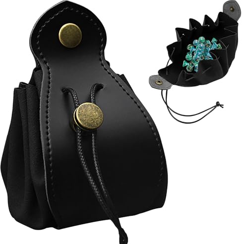 Simsky 2 in1 Würfelbeutel & Würfelunterlage, Würfeltasche für DND Würfel, ideal als Dice Tray, Würfelmatte, Würfelbrett und Würfelschale, Praktisches DND Zubehör, Schwarz