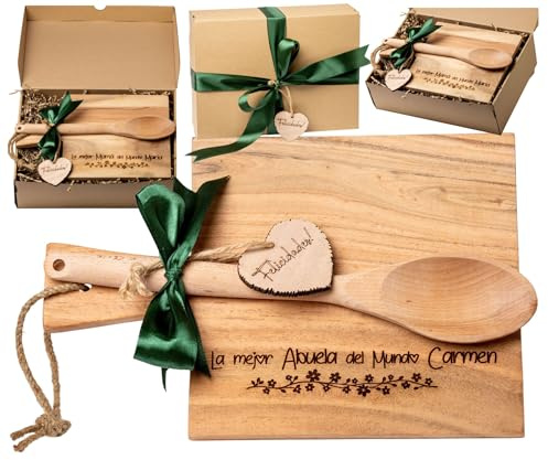 Regalo Día de la Madre, Regalos para Madres, Regalo Cumpleaños Madre Tabla de Cortar Personalizada con Nombre Grabado, Regalo Mamá Día de la Madre Original, Tabla de Madera Cocina, Olesea (Abuela)