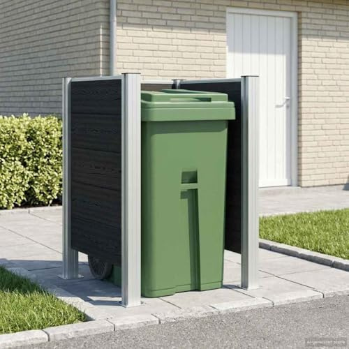 Mangloder Clôture de poubelle grise en aluminium et WPC - 85 x 85 x 115 cm - Extensible pour bac à poubelle de 120 l et 240 l - Résistant aux intempéries - Opaque - Extérieur