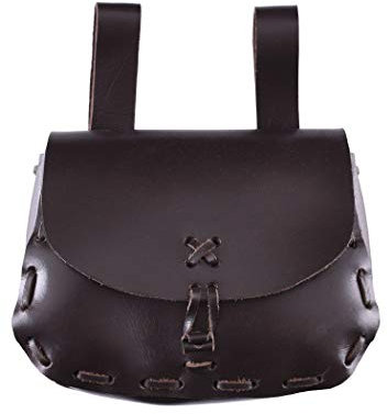 Ulfberth Mittelalter Gürteltasche aus Echtleder | Leder Bauchtasche für Damen und Herren in Braun | Wikinger Reenactment Ledertasche für den Gürtel | Karneval Kostüm (Dunkelbraun)