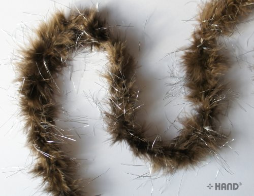 HAND B703 Silver Trim Chocolate Brown Feather Garland -1.87m