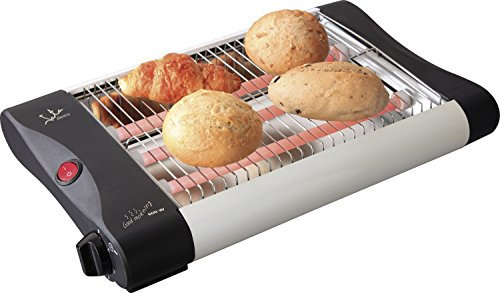Jata TT588 Tostador Horizontal Clásico con Mueble y Parrilla de Acero Inoxidable 3 Barras de Cuarzo Temporizador de 5 Minutos, Negro y Gris