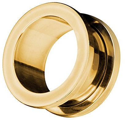 Piercingfaktor Flesh Tunnel Ohr Schraub Ear Plug Piercing Edelstahl Schraubverschluss Ohrpiercing Creole 12 mm Gold