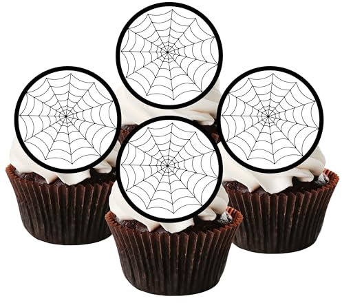 Halloween Spider Web, Halloween Spinnennetz, Essbare PREMIUM Dicke GEZUCKERTE Vanille, Wafer Reispapier Cupcake Toppers/Dekorationen