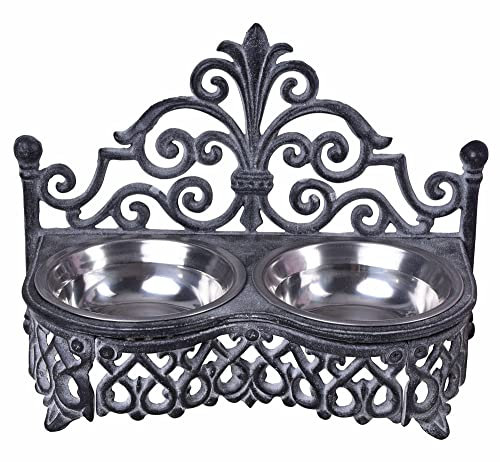 Bol Animaux Gamelle Gamelle pour Chien A Double Bol Station d'alimentation Fer de Fonte Gamelle pour Eau Palazzo Exclusif