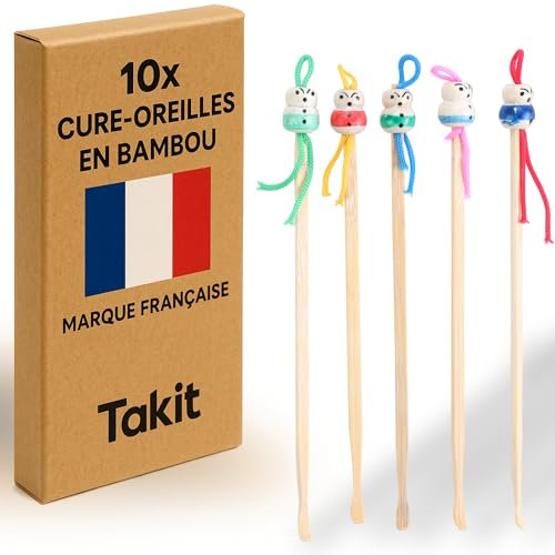 Cure Oreille Bambou Oriculi x10 - Marque Française - Utilisable À Vie - 100% Écologique et Biodégradable - Couleur Aléatoire