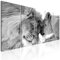 decomonkey Bilder Löwe 225x90 cm 5 Teilig Leinwandbilder Bild auf Leinwand Wandbild Kunstdruck Wanddeko Wand Wohnzimmer Wanddekoration Deko Tiere Afrika Katze schwarz weiß