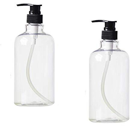 2pcs 500 ml 17oz vide rechargeable bouteille en plastique transparent pompe avec tête de pompe blanche shampooing douche gel de toilette conteneurs pot pot douche salle de bains